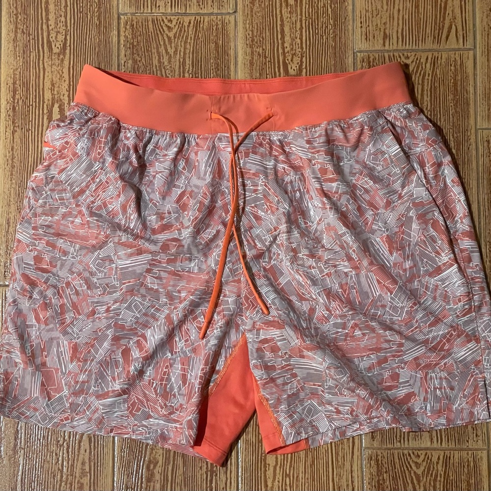 Lululemon Men's Orange Patterned Shorts